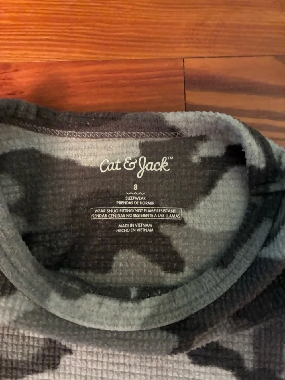 Cat & Jack Black and Gray Camo Thermal Pajama Set
